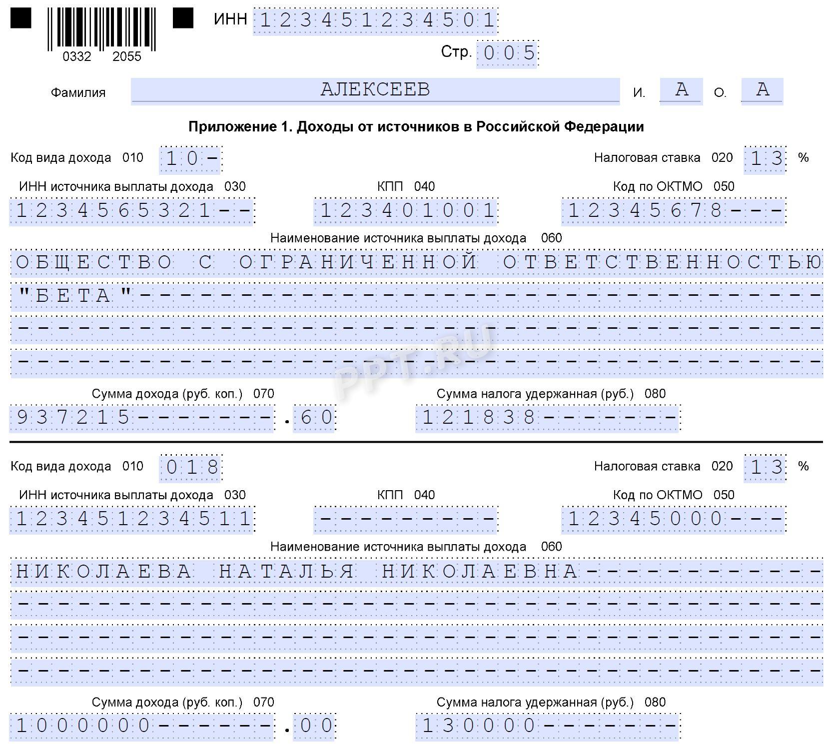Доходы от разных источников в РФ в декларации 3-НДФЛ