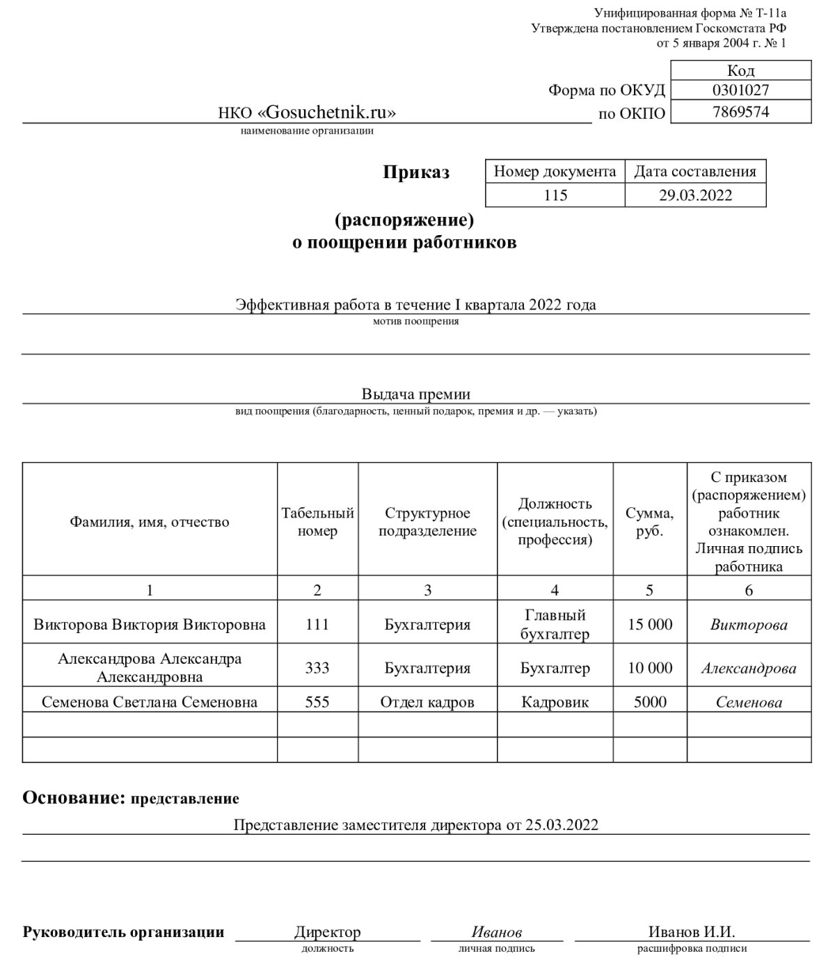 Пример расчета ежеквартальной премии в 2024 году