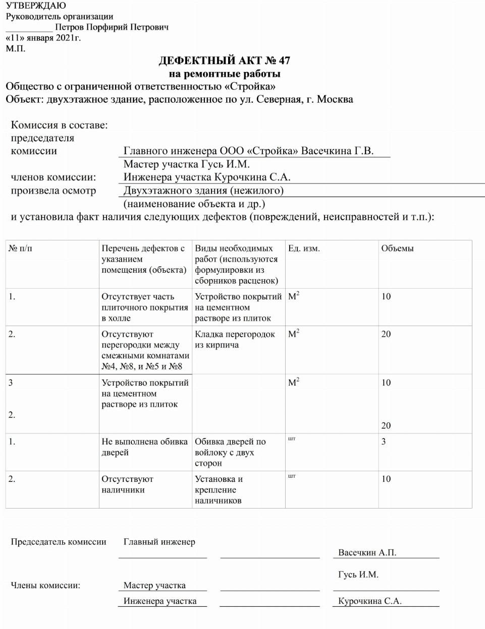 Ремонтная ведомость судна образец