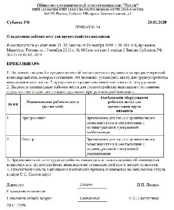 Положение о квотировании рабочих мест для молодежи образец