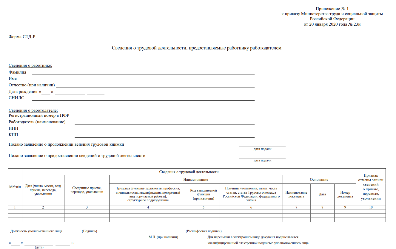 Сведения о работодателе. Форма СТД-Р. СТД-Р сведения о трудовой деятельности. Пенсионный фонд форма СТД-Р. Документ форма СТД-ПФР.