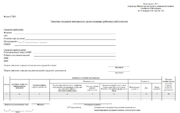 Выписка из трудовой. Форма СТД-Р 2021. СТД-Р форма образец заполнения. Форма СТД-Р при увольнении. СТД-Р сведения о трудовой деятельности.