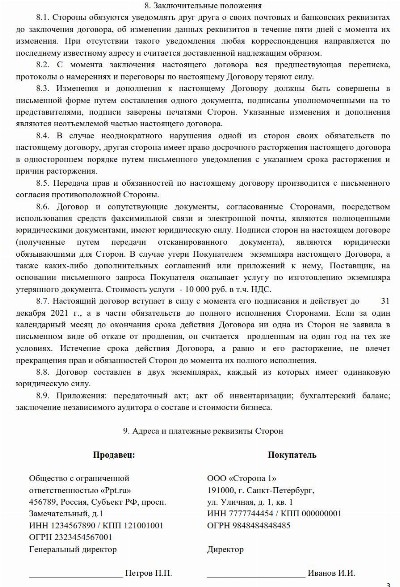 Образец договора купли-продажи бизнеса в 2024 году